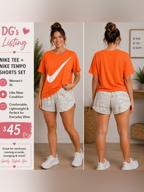 Nike Bright Orange Tee with White Swoosh